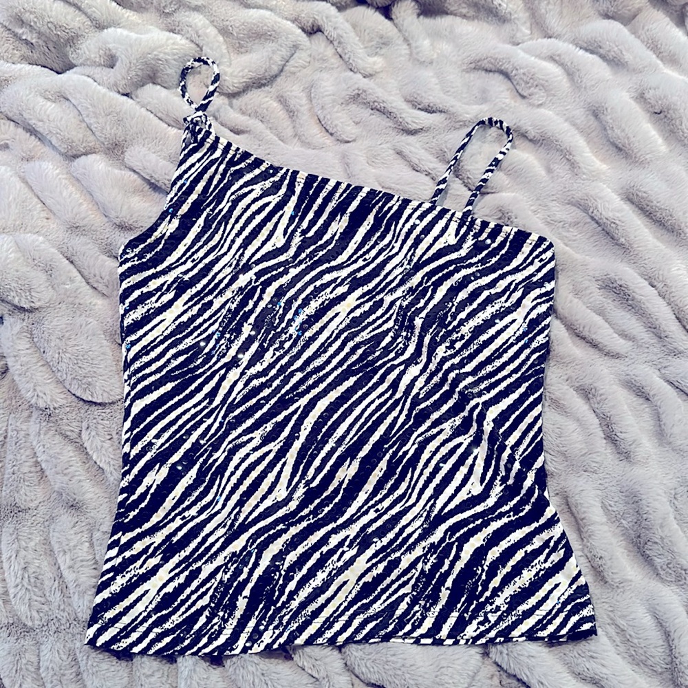 Sequin Black and white strapped halter